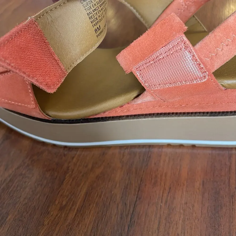 Caslon Briana Flaw Orange Suede Platform Wedge Slingback Sandals Womens 8M